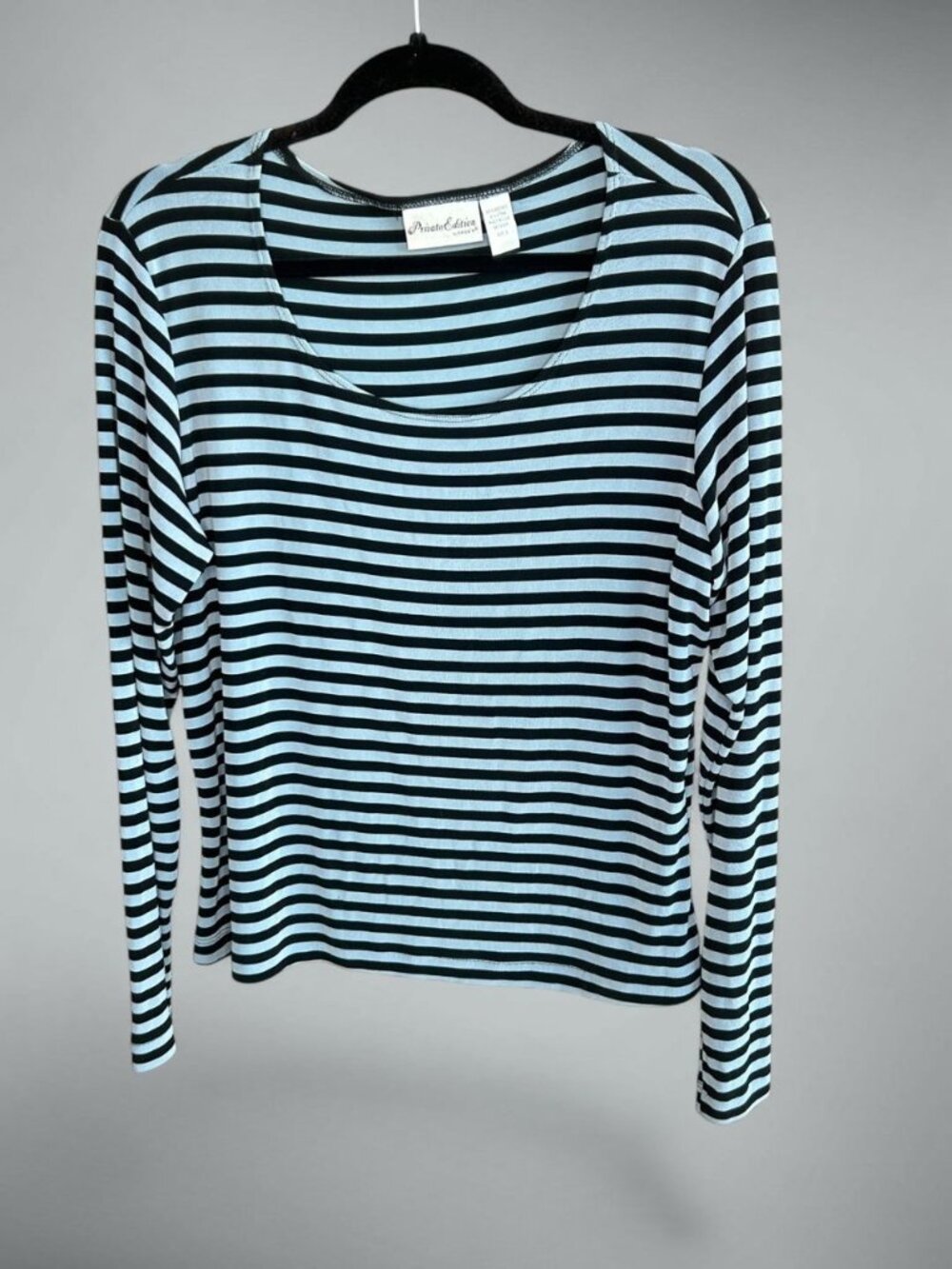 Chico's Private Collection Blue Striped Jersey Knit Top Size 3 XL